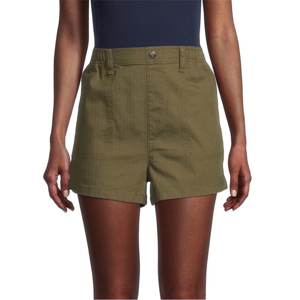 New Madewell Camp Shorts Green Elastic Waist Size XS